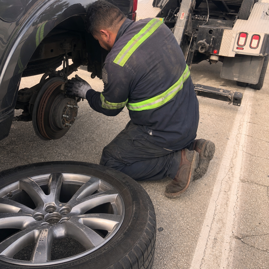 Flat Tire Change in Bakersfield